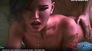 HD video tetovirane devojke koja sisa i jebe svoju devičansku guzu u Hentai igri