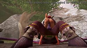 Сексуальная рыжая эльфа в World of Warcraft наездница трахается