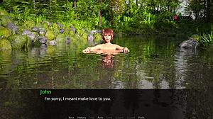 3D porno oyunu: Audrey ve Lizzie ile nehir kenarında Jhons erotik macera