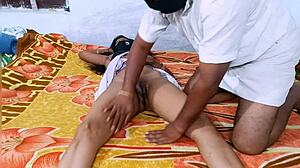 Desi couple gets hot and dirty during a sensual massage session in an Indian village