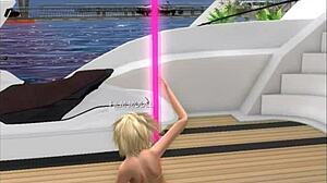 Soukromá párty na jachtě s striptérkou, která ukazuje své velbloudí prsty