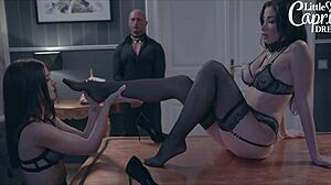 Submissive slut Clea Gaultier used by Little Caprice and Marcello